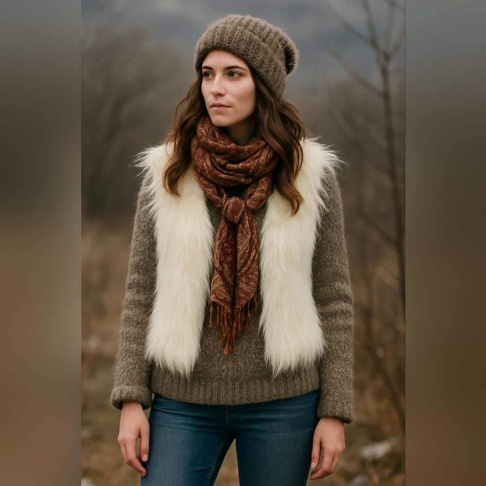 BD Collection Ivory Fur Vest sz S